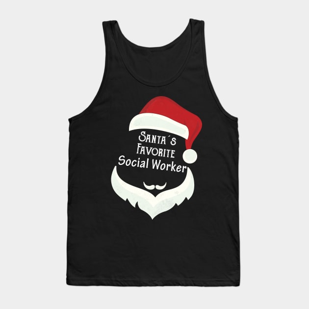 Santa's Favorite Social Worker Santa Claus Hat Christmas Tank Top by Trendy_Designs